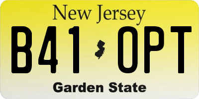 NJ license plate B41OPT