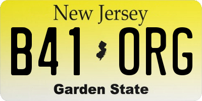 NJ license plate B41ORG