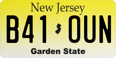 NJ license plate B41OUN