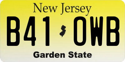 NJ license plate B41OWB