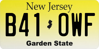 NJ license plate B41OWF