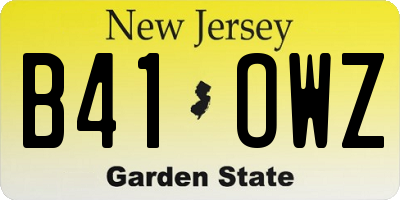 NJ license plate B41OWZ