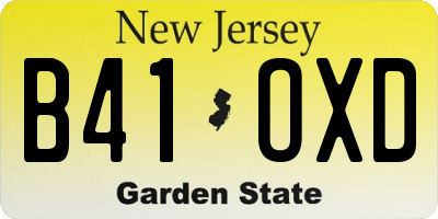 NJ license plate B41OXD