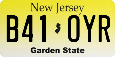 NJ license plate B41OYR