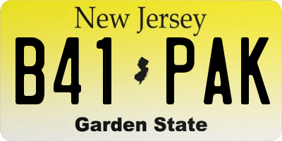 NJ license plate B41PAK