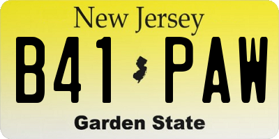 NJ license plate B41PAW