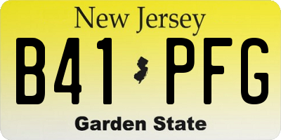 NJ license plate B41PFG