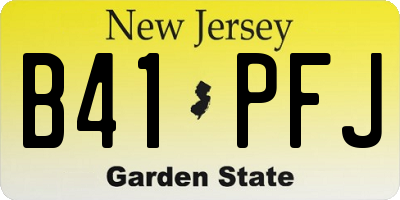 NJ license plate B41PFJ