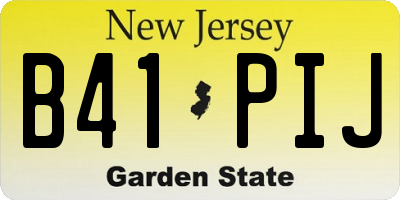 NJ license plate B41PIJ
