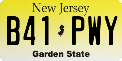 NJ license plate B41PWY
