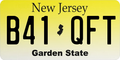 NJ license plate B41QFT