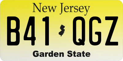 NJ license plate B41QGZ