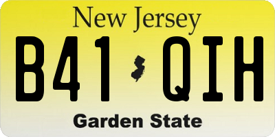 NJ license plate B41QIH