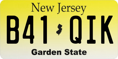 NJ license plate B41QIK