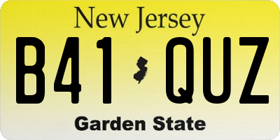 NJ license plate B41QUZ