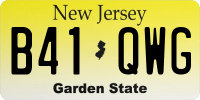 NJ license plate B41QWG