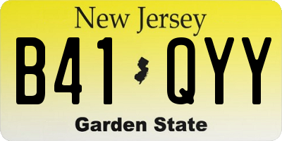 NJ license plate B41QYY