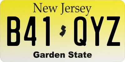 NJ license plate B41QYZ