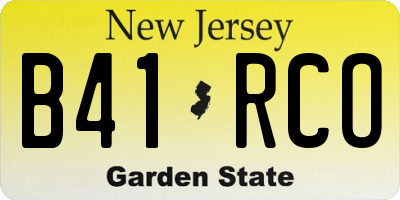 NJ license plate B41RCO