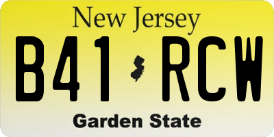 NJ license plate B41RCW