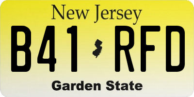 NJ license plate B41RFD