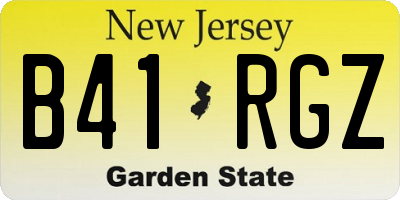 NJ license plate B41RGZ
