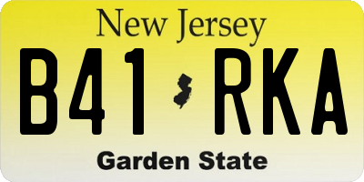 NJ license plate B41RKA