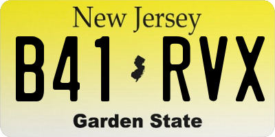 NJ license plate B41RVX