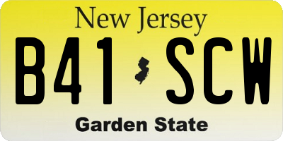 NJ license plate B41SCW