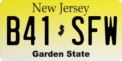 NJ license plate B41SFW