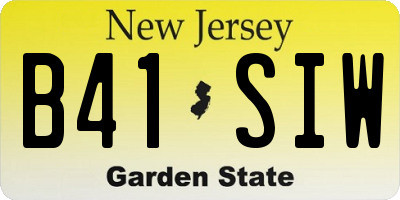 NJ license plate B41SIW