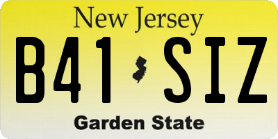 NJ license plate B41SIZ