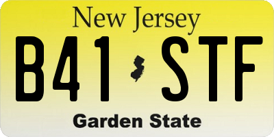 NJ license plate B41STF