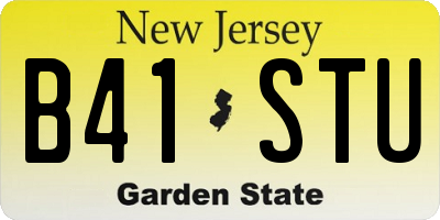 NJ license plate B41STU