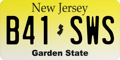 NJ license plate B41SWS