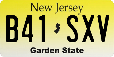 NJ license plate B41SXV
