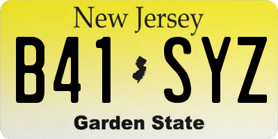 NJ license plate B41SYZ