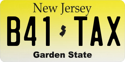 NJ license plate B41TAX