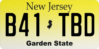 NJ license plate B41TBD