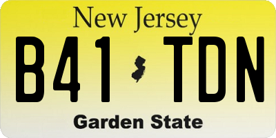 NJ license plate B41TDN