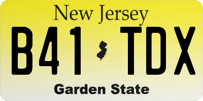 NJ license plate B41TDX