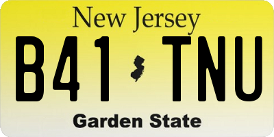 NJ license plate B41TNU