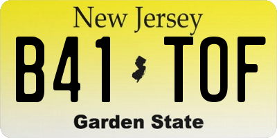 NJ license plate B41TOF