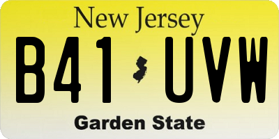NJ license plate B41UVW
