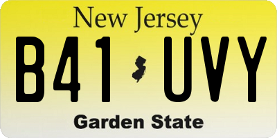 NJ license plate B41UVY
