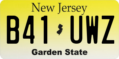 NJ license plate B41UWZ