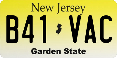 NJ license plate B41VAC
