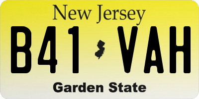 NJ license plate B41VAH