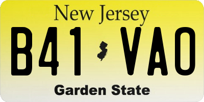 NJ license plate B41VAO