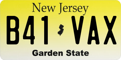 NJ license plate B41VAX